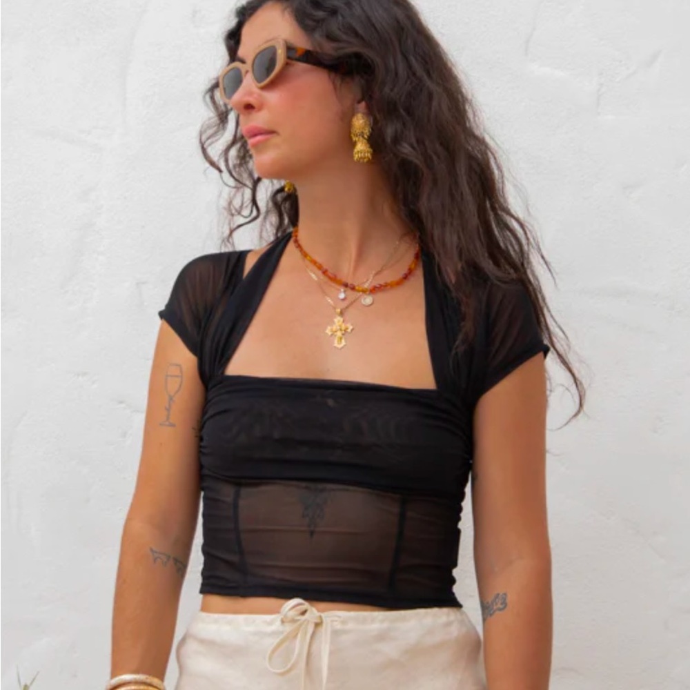Vrg Grl (Verge Girl) Black Mesh Crop Top